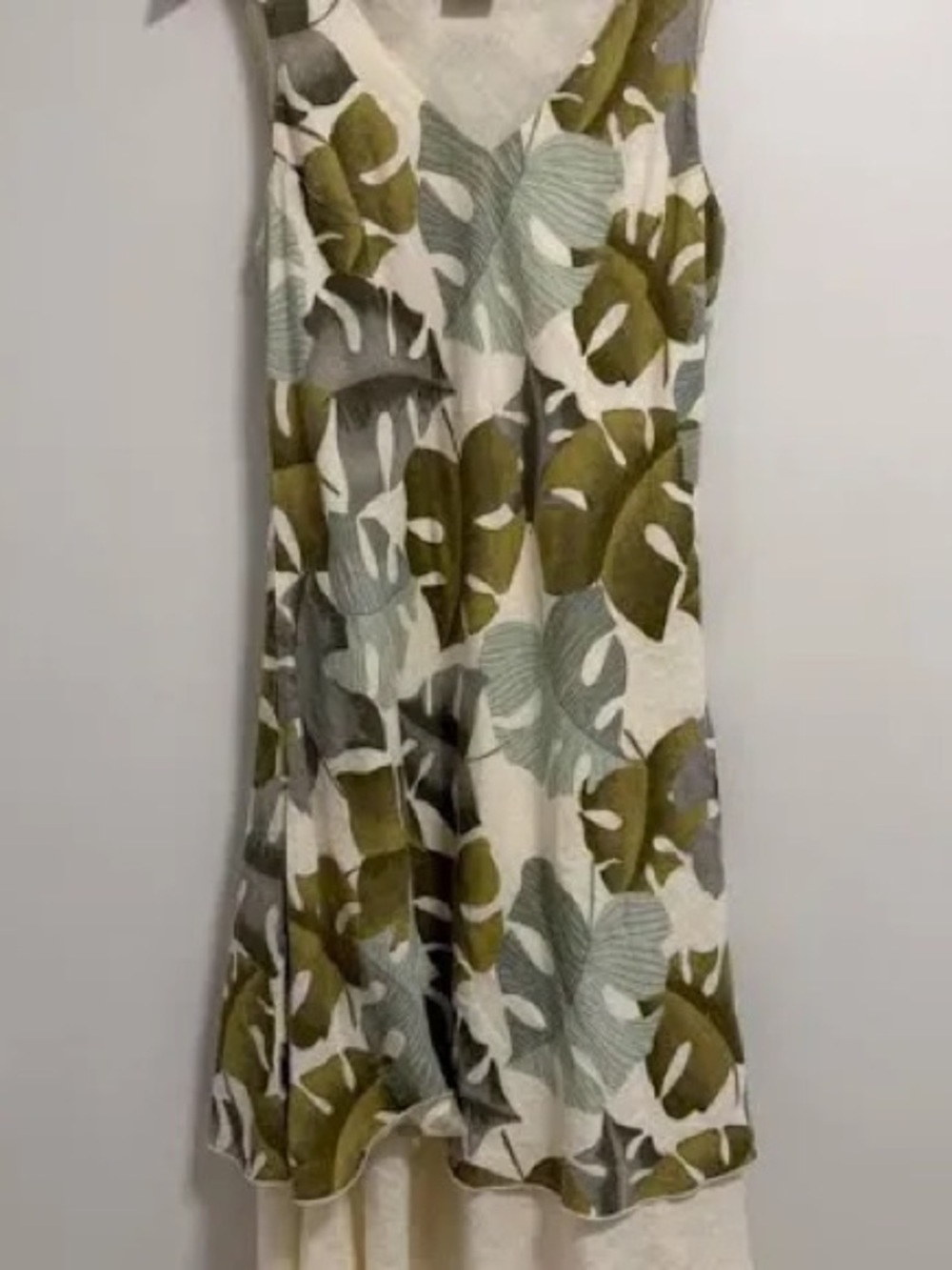 Click by Color Me Cotton Tropical Leaf Print Sleeveless Dress Size L